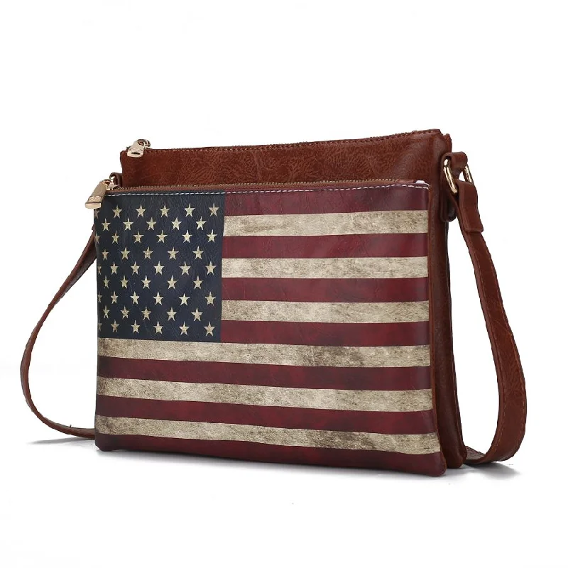 Hand - painted Canvas Crossbody Bag in Yellow for a Unique and Artistic LookMadeline Printed Flag Vegan Leather Women’s Crossbody Bag Hand - painted Canvas Crossbody Bag in Yellow for a Unique and Artistic LookMadeline Printed Flag Vegan Leather Women’s Crossbody Bag