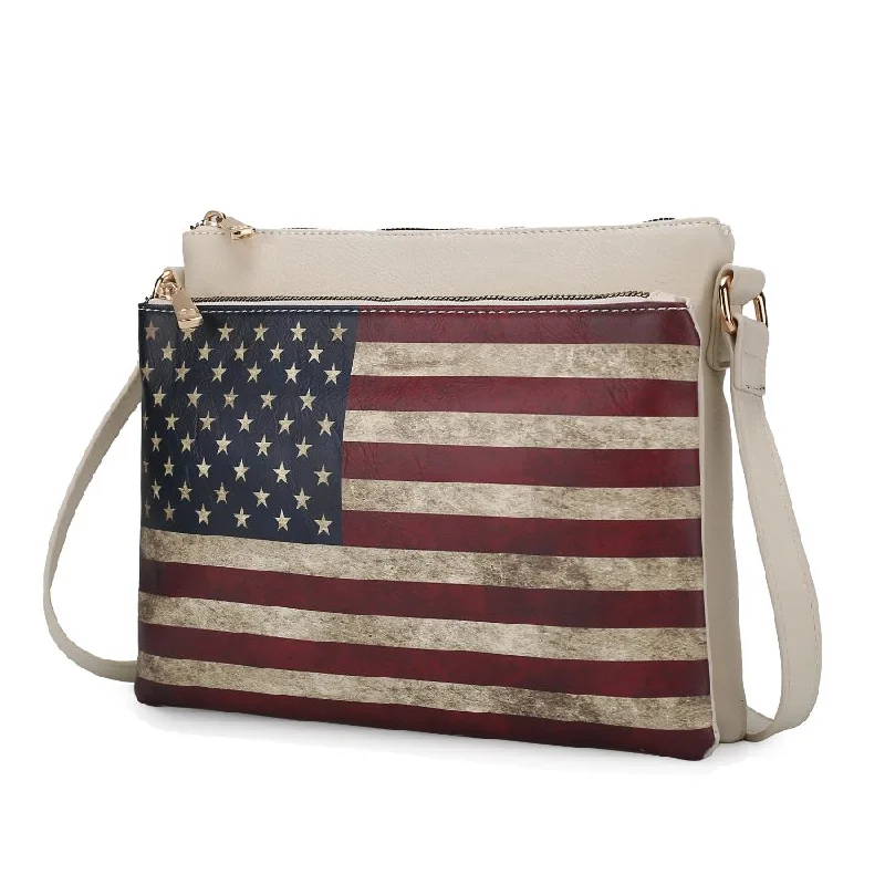 Quilted Leather Crossbody Bag in Cream for a Classic and Elegant AppearanceMadeline Printed Flag Vegan Leather Women’s Crossbody Bag Quilted Leather Crossbody Bag in Cream for a Classic and Elegant AppearanceMadeline Printed Flag Vegan Leather Women’s Crossbody Bag
