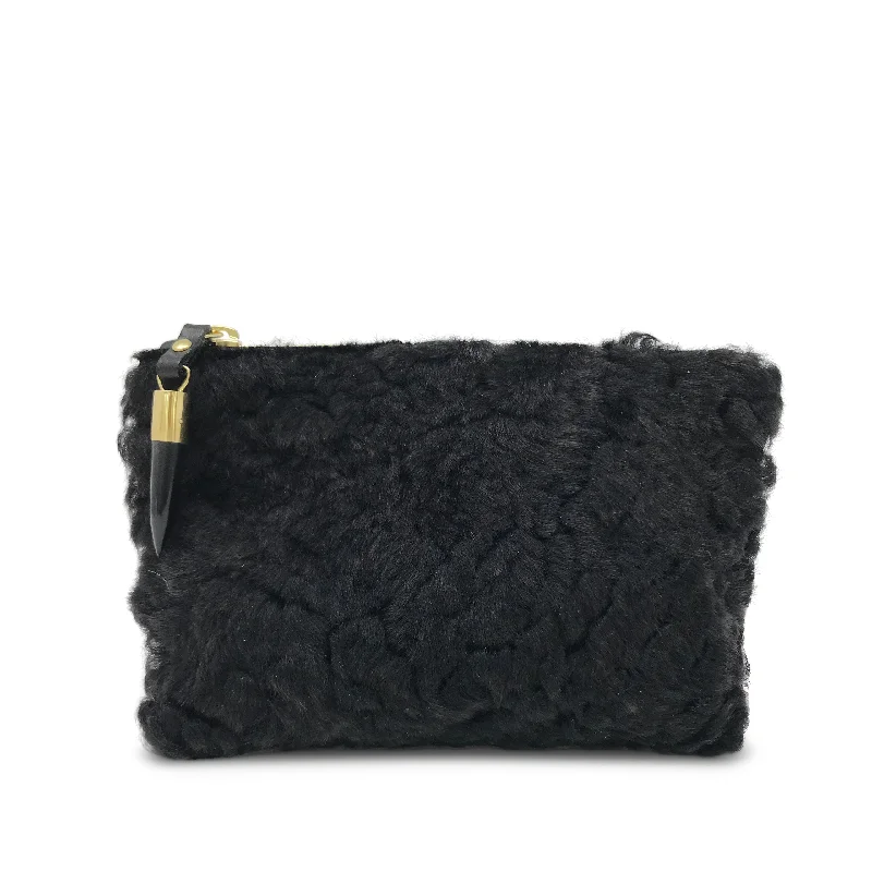Quilted Leather Evening Bag in Gray for Sophisticated EventsMarlborough Cosmetic Case - Chocolate Shearling Quilted Leather Evening Bag in Gray for Sophisticated EventsMarlborough Cosmetic Case - Chocolate Shearling