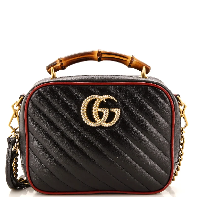 Women's Crossbody Bag with RFID - Blocking Pocket in Black for Safe TravelMarmont Torchon Bamboo Camera Bag Diagonal Quilted Leather Small Women's Crossbody Bag with RFID - Blocking Pocket in Black for Safe TravelMarmont Torchon Bamboo Camera Bag Diagonal Quilted Leather Small
