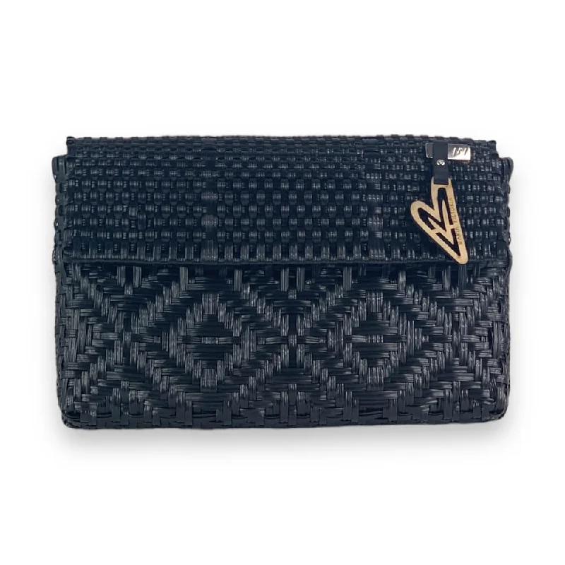 Suede Clutch with Tassel Details in Olive for Fall SoireesMonochrome Black DI