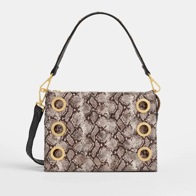 Bejeweled Clutch in Purple for Opera PerformancesMontana Clutch | Contrast Snake/Brushed Gold | Lrg
