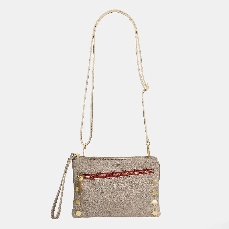 Women's Glittery Clutch in Blue for Disco - Themed EventsNash Small | Pewter/Brushed Gold Red Zip
