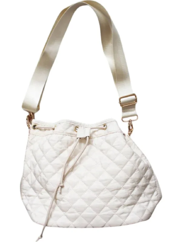 Leather - Trimmed Denim Crossbody Bag in Blue for a Vintage - Inspired LookNatalia Quilted Crossbody Bag In Cream Leather - Trimmed Denim Crossbody Bag in Blue for a Vintage - Inspired LookNatalia Quilted Crossbody Bag In Cream