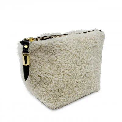 Women's Glittery Clutch in Blue for Disco - Themed EventsMakeup Bag - Natural Shearling Women's Glittery Clutch in Blue for Disco - Themed EventsMakeup Bag - Natural Shearling
