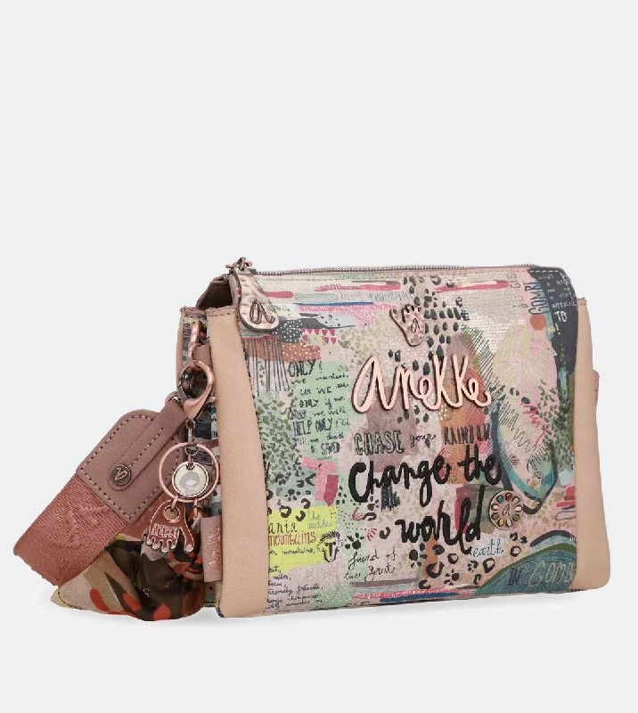 Women's Crossbody Bag with Adjustable Strap in Orange for Customizable ComfortNature crossbody bag with neckerchief