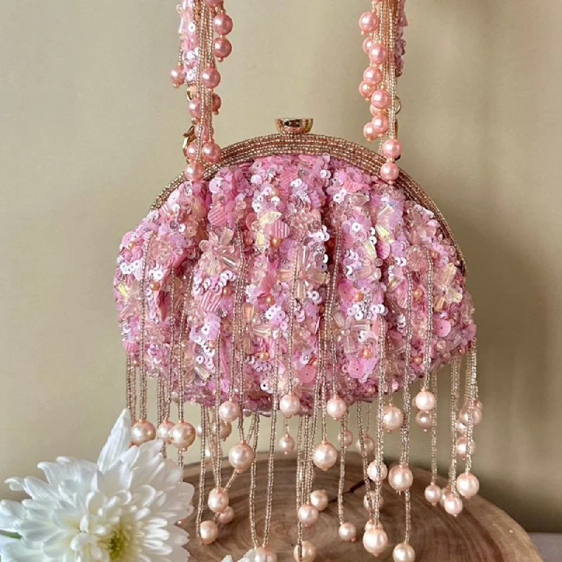 Pearl - Embellished Clutch in Cream for Bridal ShowersNayaab by Sonia Rosette Sequin Enchantment Clutch Pearl - Embellished Clutch in Cream for Bridal ShowersNayaab by Sonia Rosette Sequin Enchantment Clutch
