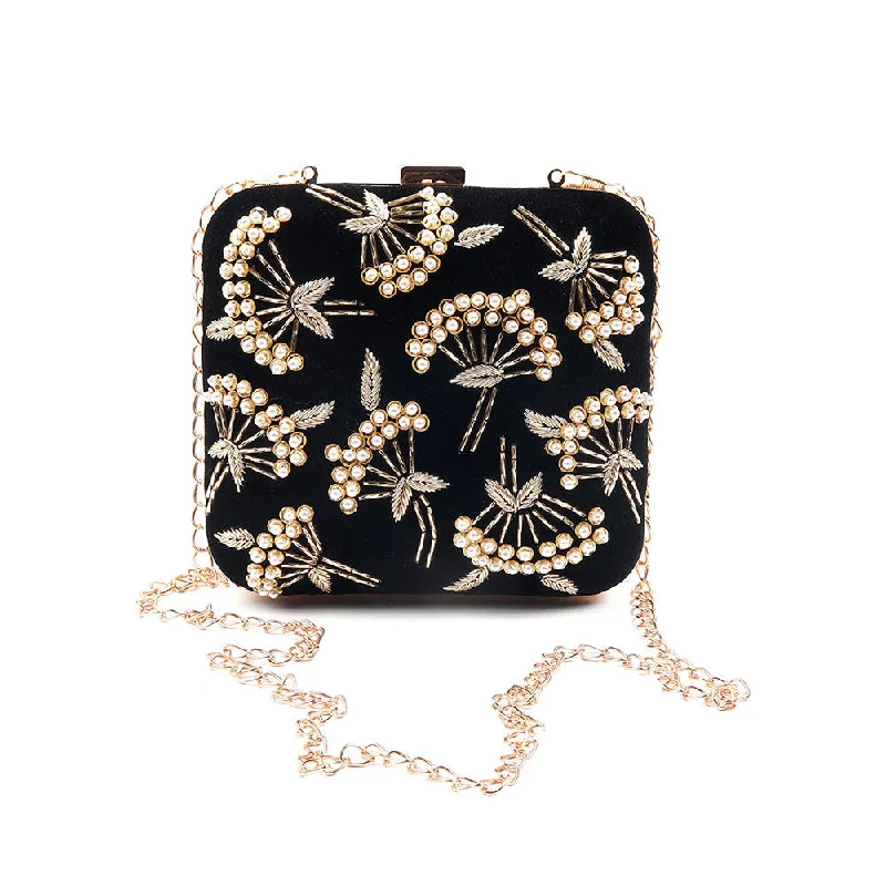 Women's Glittery Clutch in Blue for Disco - Themed EventsOdette Beautiful Amiable Black Velvet Clutch! Women's Glittery Clutch in Blue for Disco - Themed EventsOdette Beautiful Amiable Black Velvet Clutch!