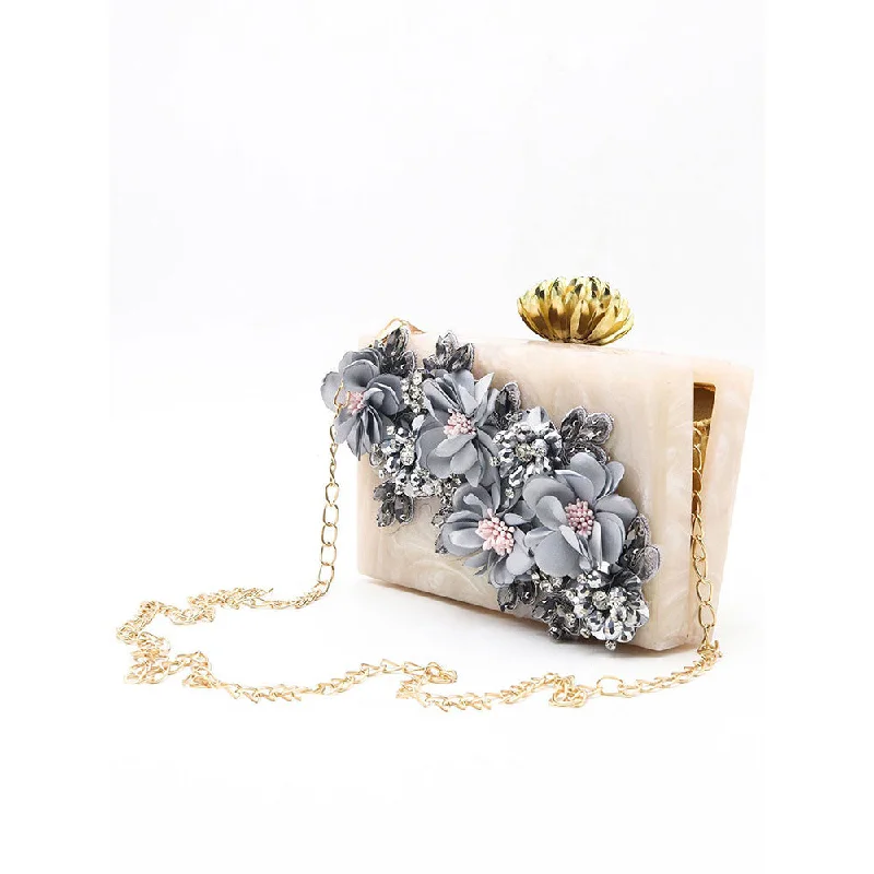Geometric - Patterned PVC Evening Bag in Multicolor for Trendy Nights OutOdette Beige Floral Handmade Resin Clutch Geometric - Patterned PVC Evening Bag in Multicolor for Trendy Nights OutOdette Beige Floral Handmade Resin Clutch
