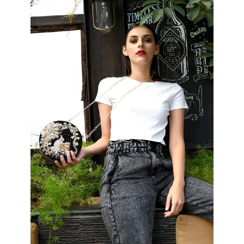 Large Sequin Clutch in Gold for Red - Carpet EventsOdette Black Embellished Clutch Large Sequin Clutch in Gold for Red - Carpet EventsOdette Black Embellished Clutch