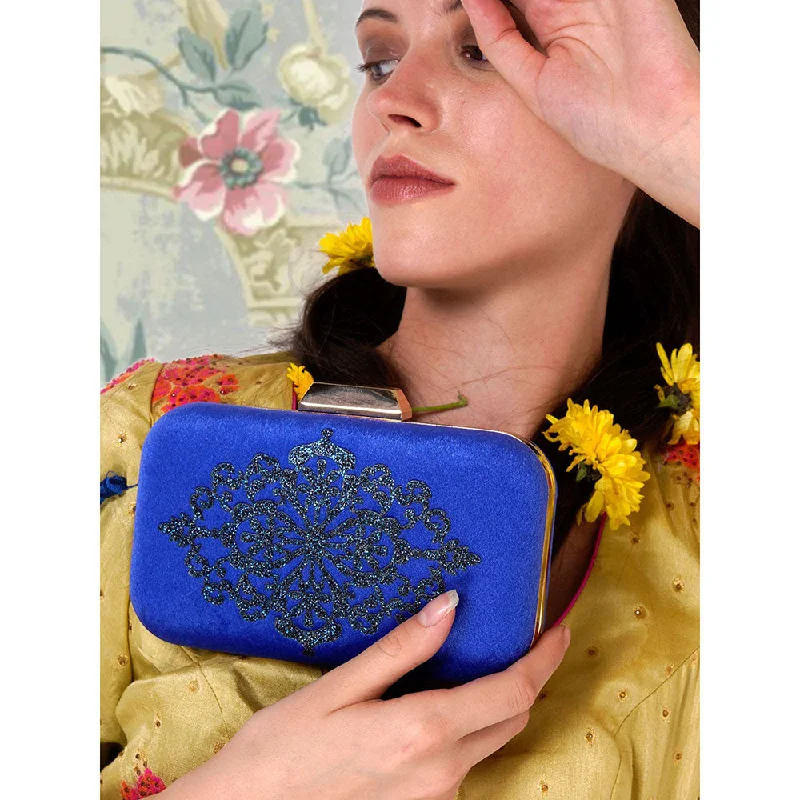 Women's Glittery Clutch in Blue for Disco - Themed EventsOdette Blue Embellished Clutch Women's Glittery Clutch in Blue for Disco - Themed EventsOdette Blue Embellished Clutch