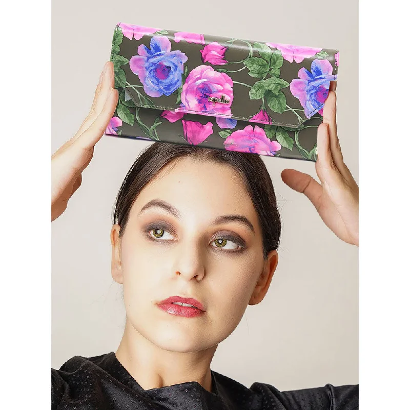 Quilted Leather Evening Bag in Gray for Sophisticated EventsOdette Blue Printed Clutches Quilted Leather Evening Bag in Gray for Sophisticated EventsOdette Blue Printed Clutches