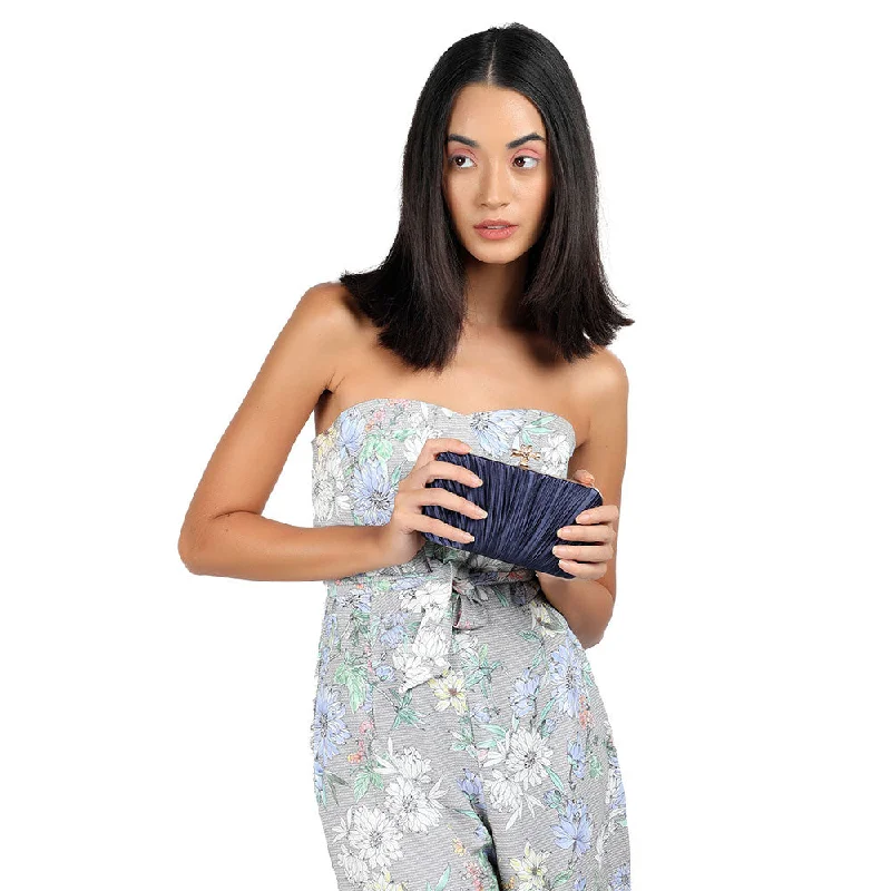 Women's Glittery Clutch in Blue for Disco - Themed EventsOdette Blue Solid Clutch