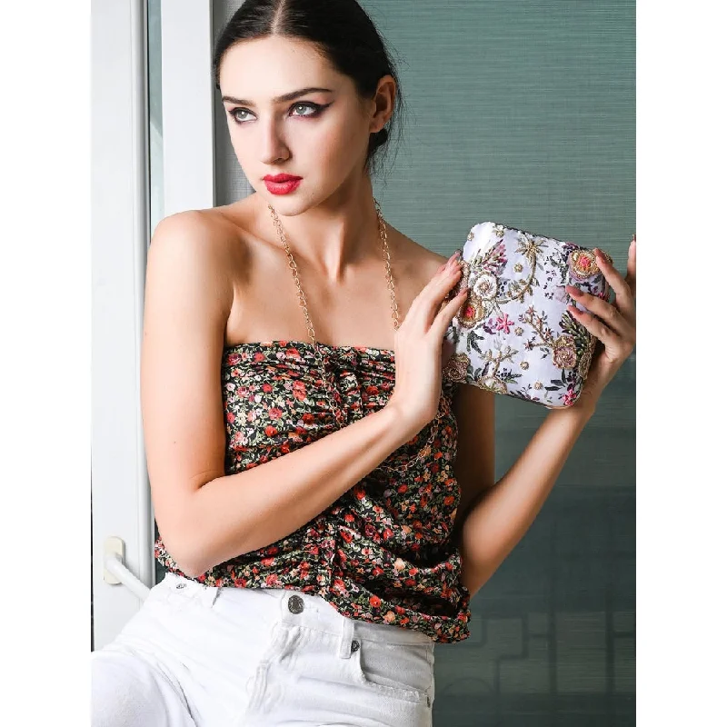 Women's Lizard - Print Clutch in Brown for a Chic LookOdette Fresh Floral Print Clutch Women's Lizard - Print Clutch in Brown for a Chic LookOdette Fresh Floral Print Clutch