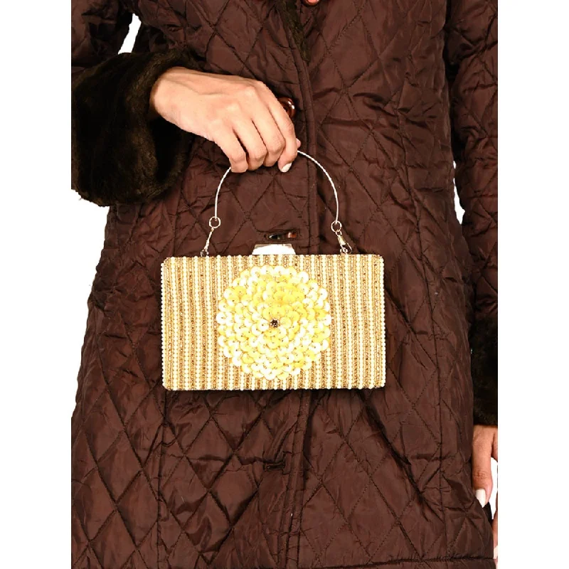 Snake - Skin Effect Clutch in Green for Exotic PartiesOdette Gold Embroidered Clutch for Women Snake - Skin Effect Clutch in Green for Exotic PartiesOdette Gold Embroidered Clutch for Women