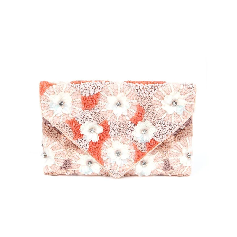 Lace - Trimmed Satin Clutch in Ivory for Garden WeddingsOdette Multi-Color Embellished Clutch
