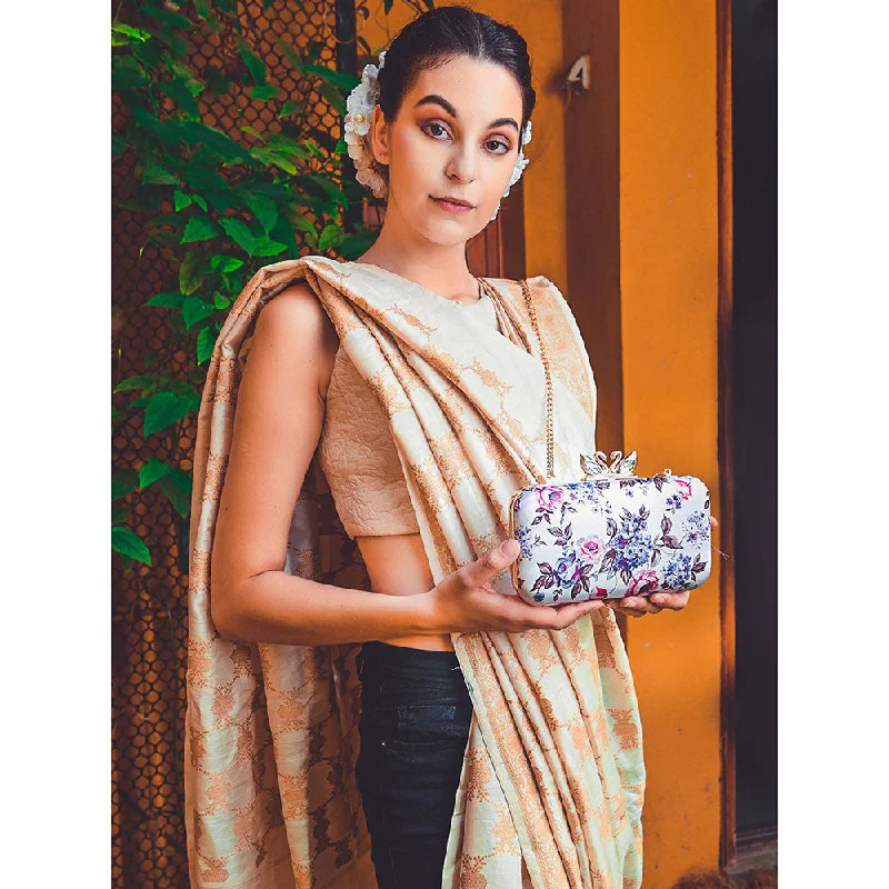 Mirrored Clutch in Silver for Futuristic - Themed GatheringsOdette Multi-Color Printed Clutch Mirrored Clutch in Silver for Futuristic - Themed GatheringsOdette Multi-Color Printed Clutch