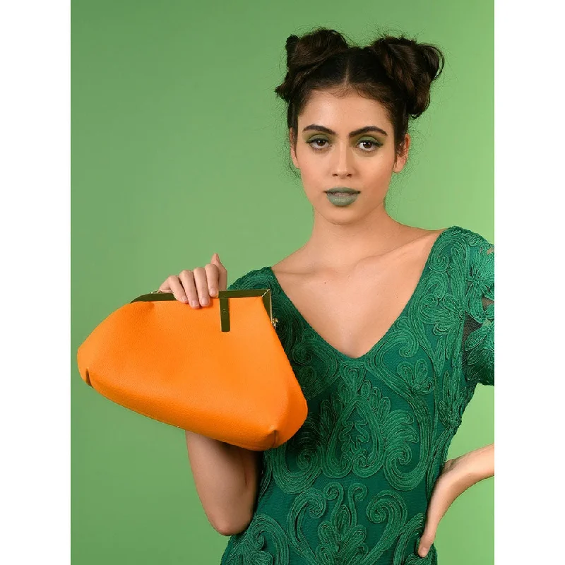 Suede Clutch with Tassel Details in Olive for Fall SoireesOdette Orange Solid Clutch
