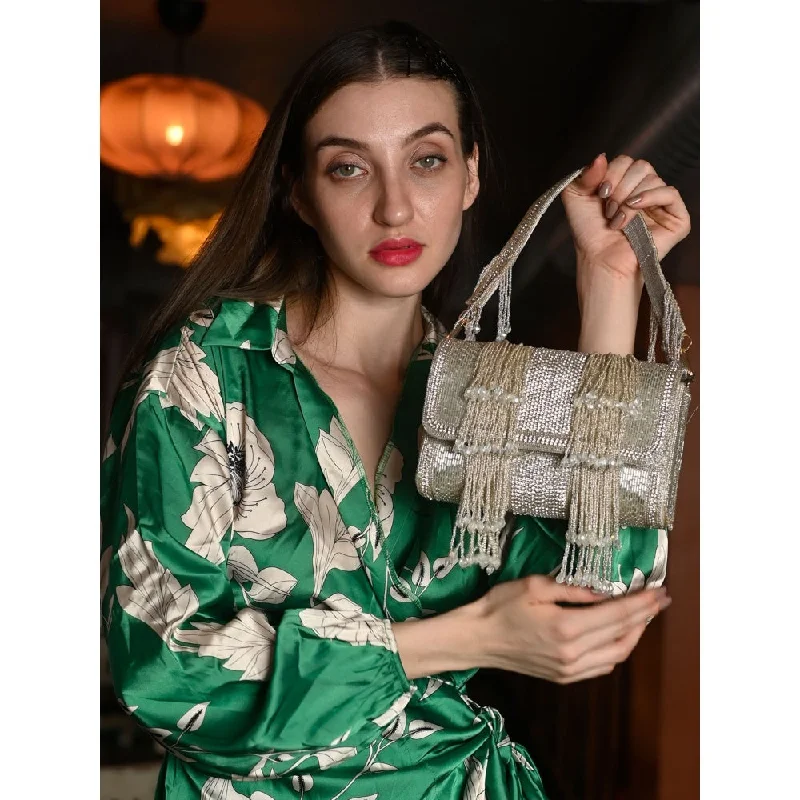 Floral - Printed Satin Clutch in Pink for Spring GalasOdette Ornate Silver Embellished Clutch for Women Floral - Printed Satin Clutch in Pink for Spring GalasOdette Ornate Silver Embellished Clutch for Women