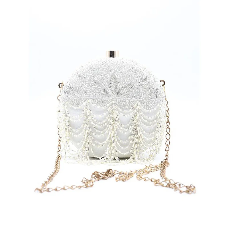Snake - Skin Effect Clutch in Green for Exotic PartiesOdette Pearl White Rounded Clutch Snake - Skin Effect Clutch in Green for Exotic PartiesOdette Pearl White Rounded Clutch