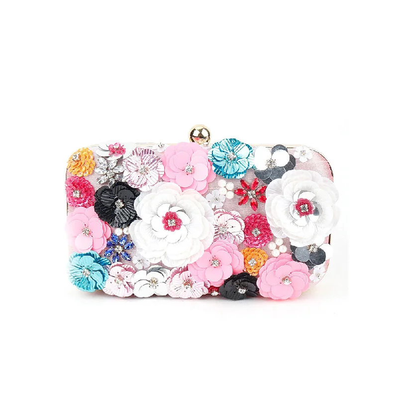 Bejeweled Clutch in Purple for Opera PerformancesOdette Powder Pink Floral Embellished Sequin Multi-Color Clutch Bejeweled Clutch in Purple for Opera PerformancesOdette Powder Pink Floral Embellished Sequin Multi-Color Clutch
