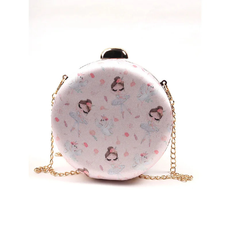 Women's Studded Leather Evening Bag in Black for Rock - n - Roll NightsOdette Powder Pink Round Clutch Women's Studded Leather Evening Bag in Black for Rock - n - Roll NightsOdette Powder Pink Round Clutch