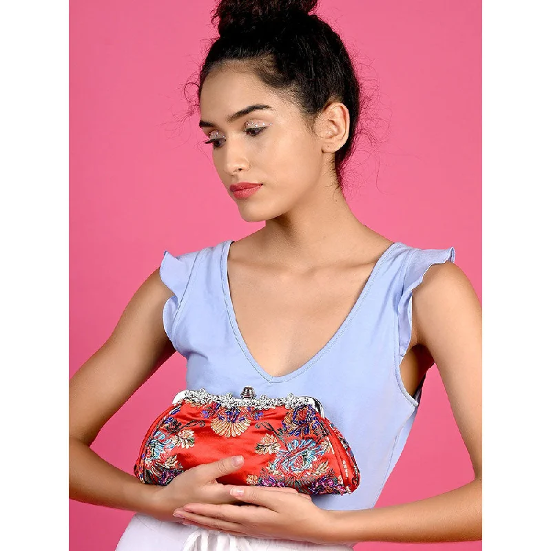 Floral - Printed Satin Clutch in Pink for Spring GalasOdette Vibrant Red Embroidered Hand Clutch Floral - Printed Satin Clutch in Pink for Spring GalasOdette Vibrant Red Embroidered Hand Clutch