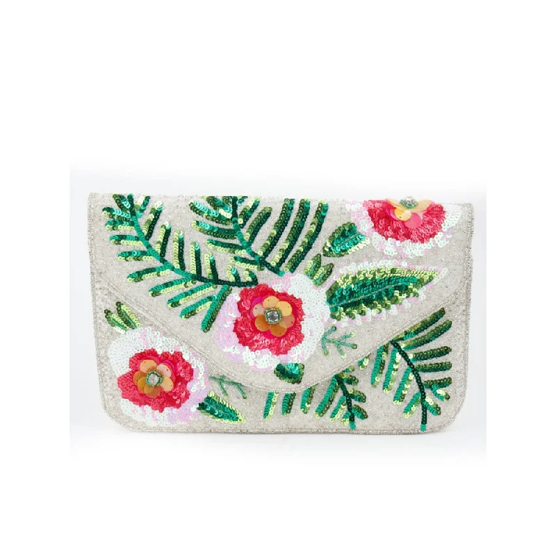 Women's Embroidered Silk Evening Bag in Navy for WeddingsOdette White Embellished Clutch Women's Embroidered Silk Evening Bag in Navy for WeddingsOdette White Embellished Clutch