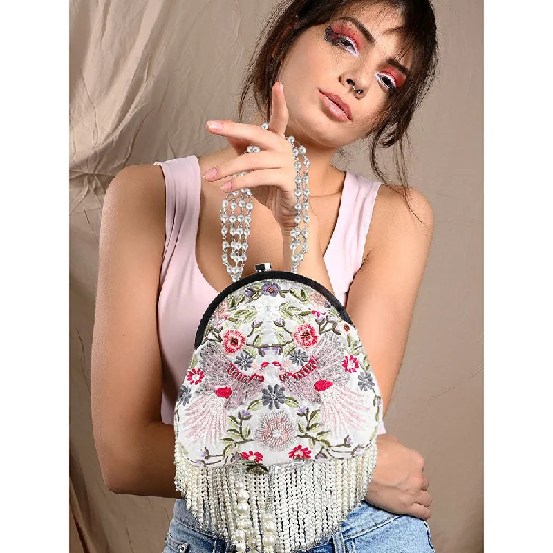 Suede Clutch with Tassel Details in Olive for Fall SoireesOdette White Embroidered Clutches Suede Clutch with Tassel Details in Olive for Fall SoireesOdette White Embroidered Clutches