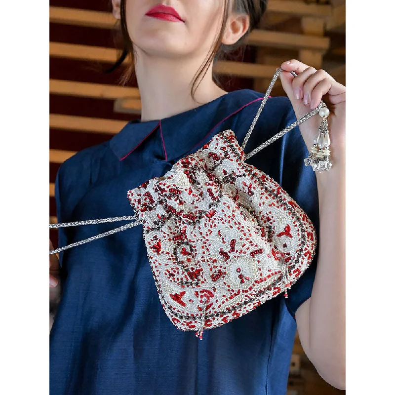 Floral - Printed Satin Clutch in Pink for Spring GalasOdette White Embroidered Clutches Floral - Printed Satin Clutch in Pink for Spring GalasOdette White Embroidered Clutches