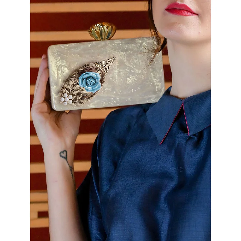 Women's Lizard - Print Clutch in Brown for a Chic LookOdette White Printed Clutches Women's Lizard - Print Clutch in Brown for a Chic LookOdette White Printed Clutches