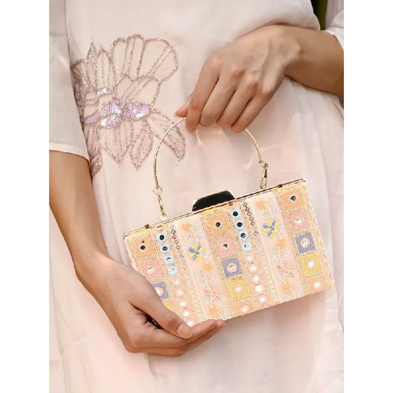 Quilted Leather Evening Bag in Gray for Sophisticated EventsOdette Women Pink Embroidered Party Clutch Quilted Leather Evening Bag in Gray for Sophisticated EventsOdette Women Pink Embroidered Party Clutch