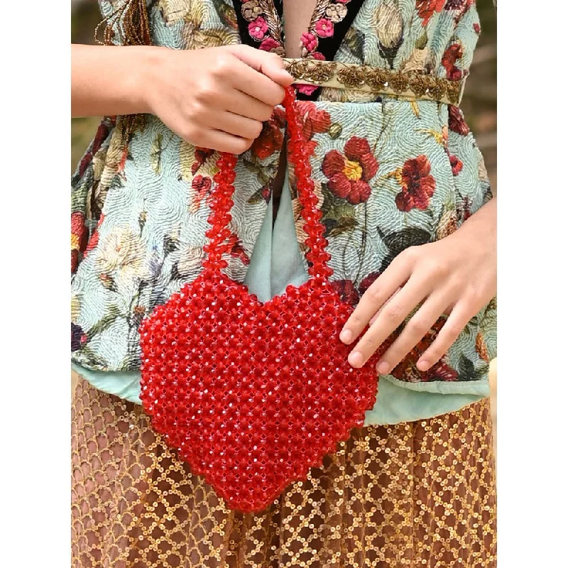 Women's Metallic Leather Clutch in Rose Gold for Valentine's DateOdette Women Red Beads Embellished Clutch Women's Metallic Leather Clutch in Rose Gold for Valentine's DateOdette Women Red Beads Embellished Clutch