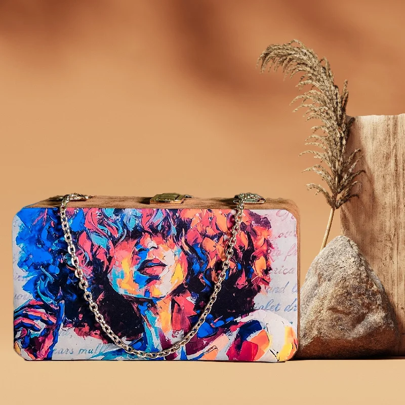 Geometric - Patterned PVC Evening Bag in Multicolor for Trendy Nights OutOil Painted Suede Evening Clutch