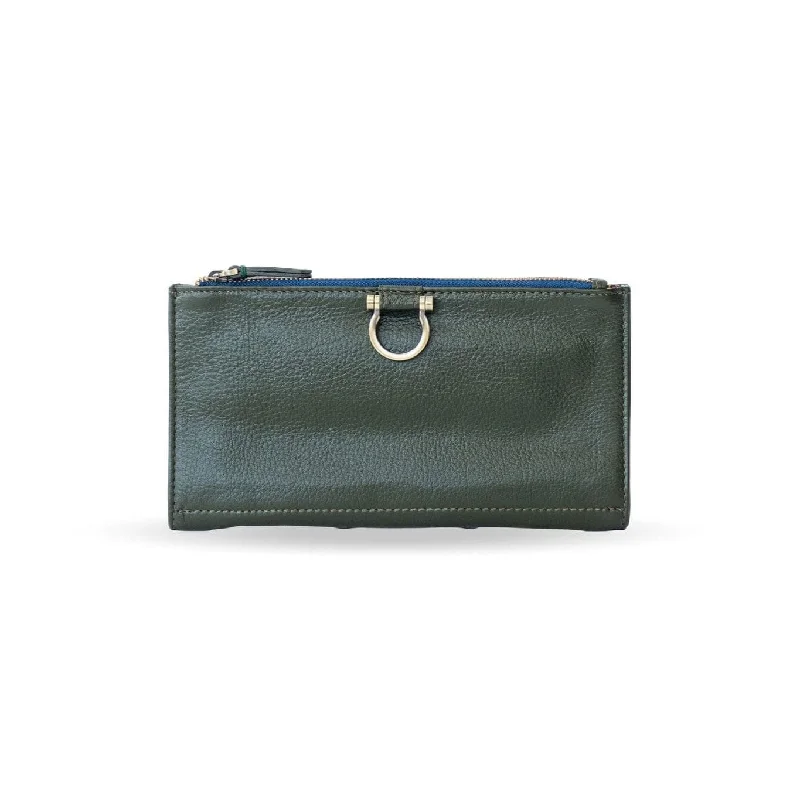 Hunter Green Navy Zip Oil Leather