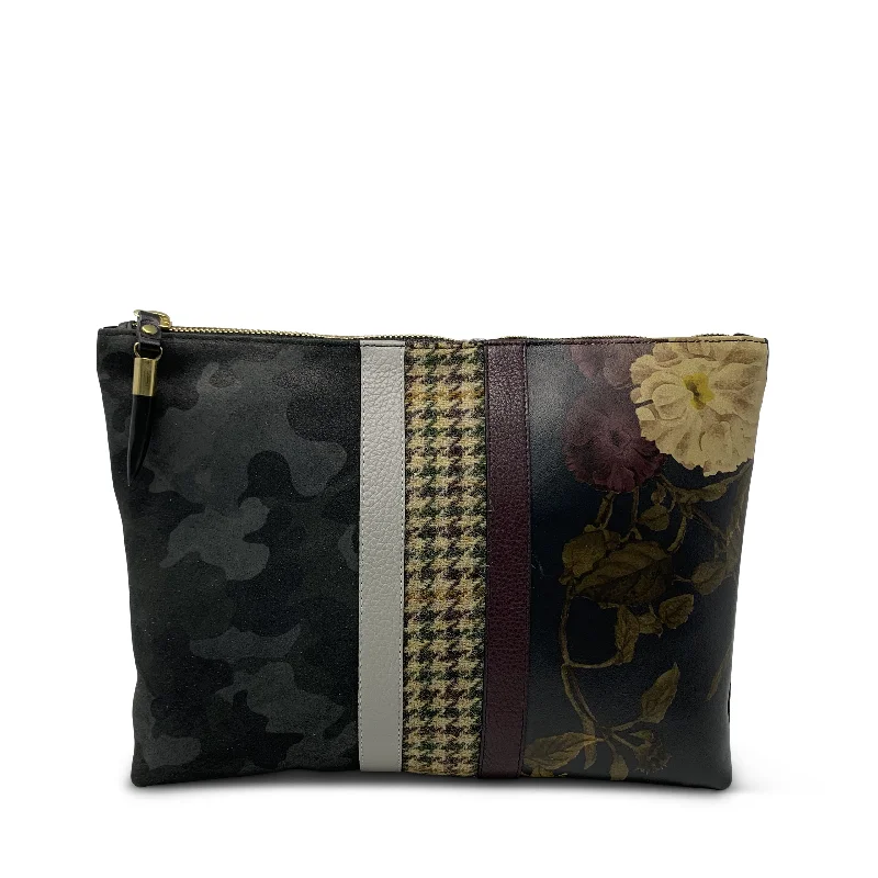 Women's Embroidered Silk Evening Bag in Navy for WeddingsBlack Peony, Camo & Harris Tweed - Medium Pouch Women's Embroidered Silk Evening Bag in Navy for WeddingsBlack Peony, Camo & Harris Tweed - Medium Pouch