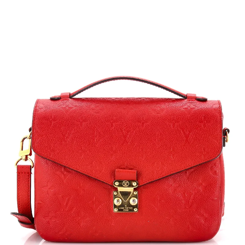 Women's Crossbody Bag with Adjustable Strap in Orange for Customizable ComfortPochette Metis Monogram Empreinte Leather Women's Crossbody Bag with Adjustable Strap in Orange for Customizable ComfortPochette Metis Monogram Empreinte Leather