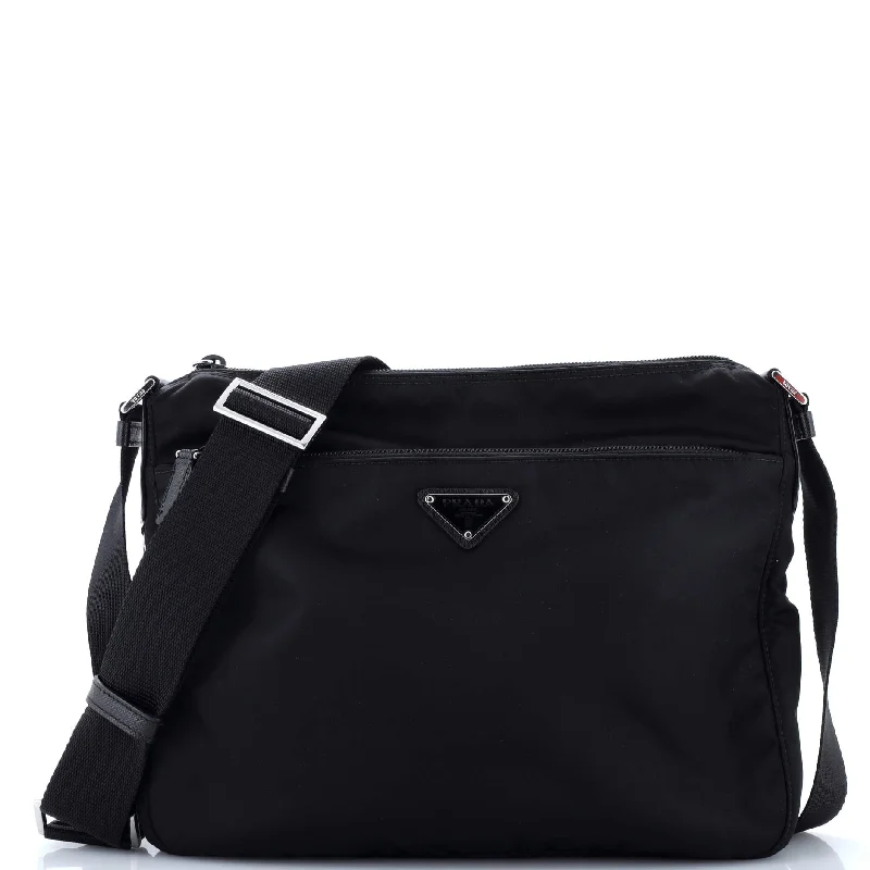 Women's Crossbody Bag with Multiple Compartments in Gray for Organized Daily UseRe-Edition Front Pocket Messenger Bag Tessuto Large Women's Crossbody Bag with Multiple Compartments in Gray for Organized Daily UseRe-Edition Front Pocket Messenger Bag Tessuto Large