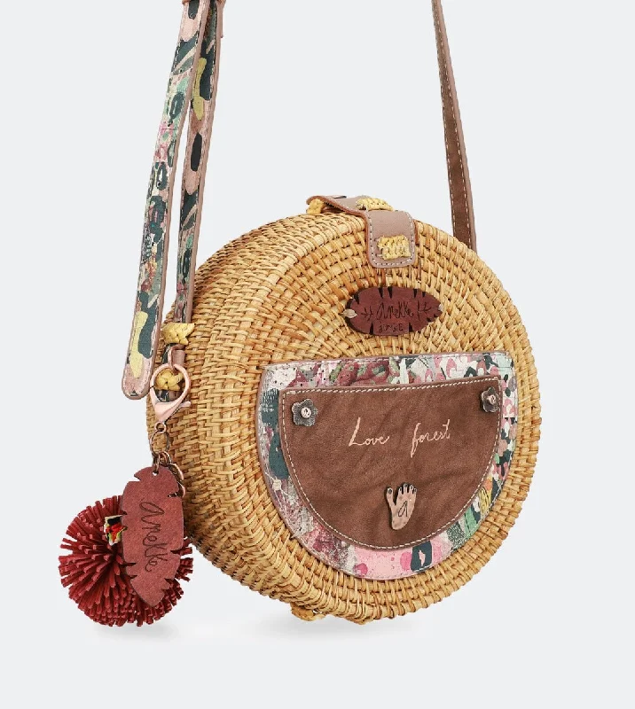 Women's Crossbody Bag with Magnetic Closure in White for Quick AccessRound raffia handbag Women's Crossbody Bag with Magnetic Closure in White for Quick AccessRound raffia handbag