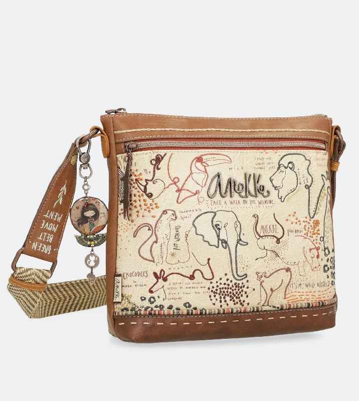 Large Faux Leather Crossbody Bag in Brown with Tassel Details for Casual TravelSafari Fusion Crossbody bag with double zip Large Faux Leather Crossbody Bag in Brown with Tassel Details for Casual TravelSafari Fusion Crossbody bag with double zip