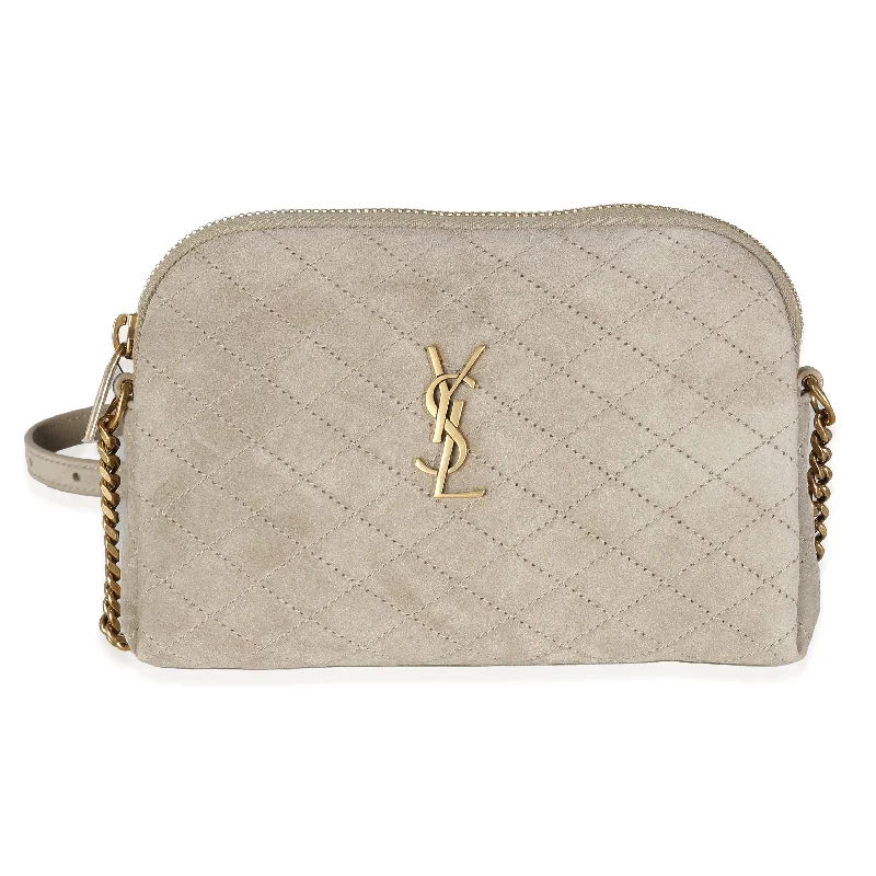Women's Small Leather Crossbody Bag in Black with Gold Hardware for Evening PartiesSaint Laurent Matt Gold Quilted Suede Gaby Zipped Pouch Women's Small Leather Crossbody Bag in Black with Gold Hardware for Evening PartiesSaint Laurent Matt Gold Quilted Suede Gaby Zipped Pouch