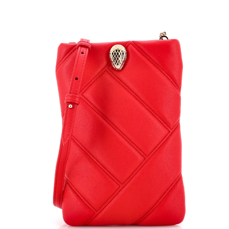 Women's Crossbody Bag with Zippered Pocket on the Back in Red for SecuritySerpenti Cabochon Phone Holder on Chain Diagonal Quilted Leather Women's Crossbody Bag with Zippered Pocket on the Back in Red for SecuritySerpenti Cabochon Phone Holder on Chain Diagonal Quilted Leather
