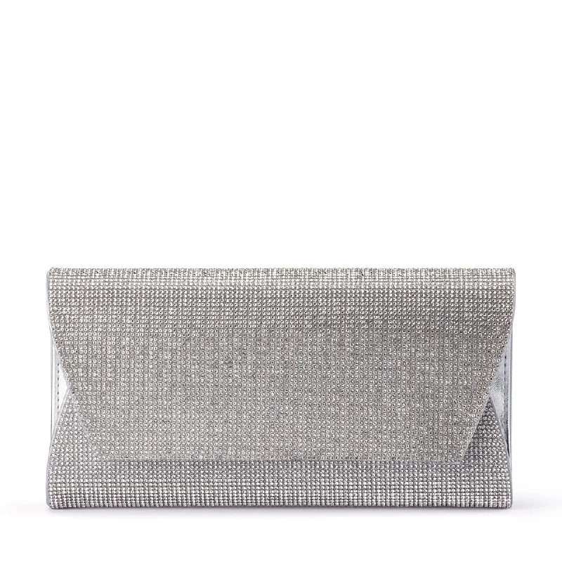 Women's Small Beaded Clutch in Silver for New Year's Eve PartySTACEY Crystal Clutch Women's Small Beaded Clutch in Silver for New Year's Eve PartySTACEY Crystal Clutch