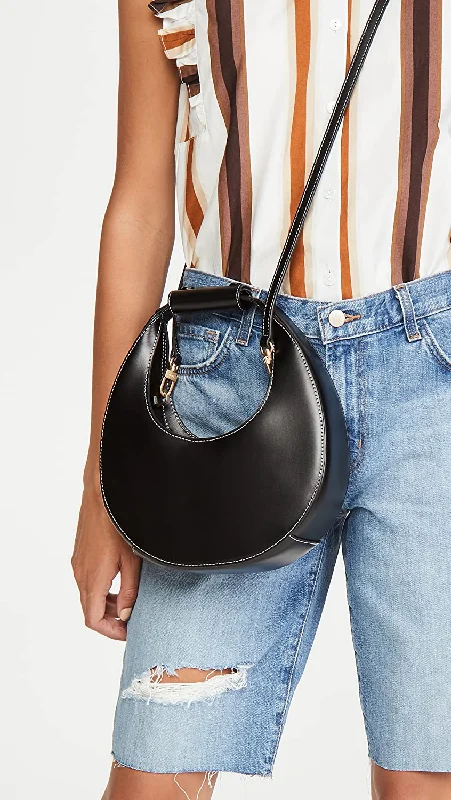 Women's Crossbody Bag with Zippered Pocket on the Back in Red for SecurityStaud Women Structured Silhouette Crossbody Strap Mini Moon Leather Bag Black OS Women's Crossbody Bag with Zippered Pocket on the Back in Red for SecurityStaud Women Structured Silhouette Crossbody Strap Mini Moon Leather Bag Black OS