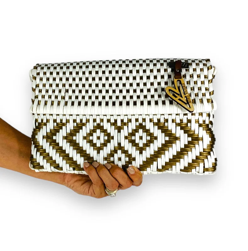 Lace - Trimmed Satin Clutch in Ivory for Garden WeddingsMaria Victoria | Sunrise DI  | Upcycled, Handwoven, Clutch