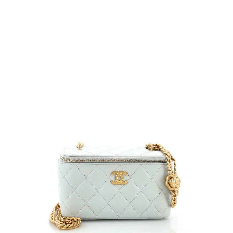 Embroidered Silk Crossbody Bag in Purple for Formal Events and WeddingsSweet Camellia Vanity Case with Chain Quilted Lambskin Small Embroidered Silk Crossbody Bag in Purple for Formal Events and WeddingsSweet Camellia Vanity Case with Chain Quilted Lambskin Small