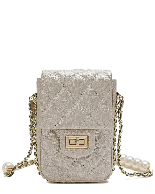 Quilted Leather Crossbody Bag in Cream for a Classic and Elegant AppearanceTiffany & Fred Paris Quilted Leather Crossbody Quilted Leather Crossbody Bag in Cream for a Classic and Elegant AppearanceTiffany & Fred Paris Quilted Leather Crossbody