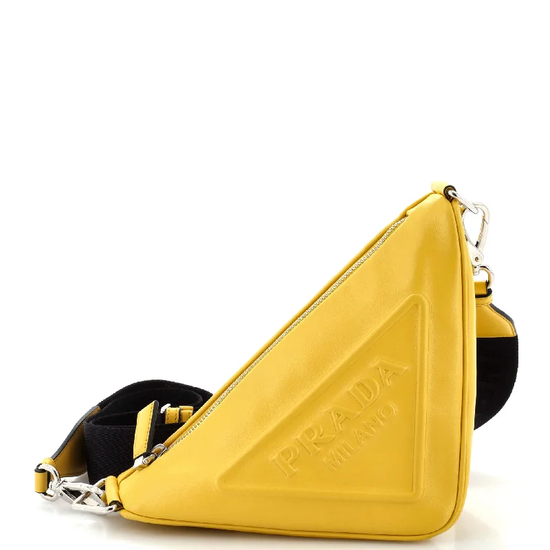 Hand - painted Canvas Crossbody Bag in Yellow for a Unique and Artistic LookTriangle Logo Zip Crossbody Bag Leather Small Hand - painted Canvas Crossbody Bag in Yellow for a Unique and Artistic LookTriangle Logo Zip Crossbody Bag Leather Small