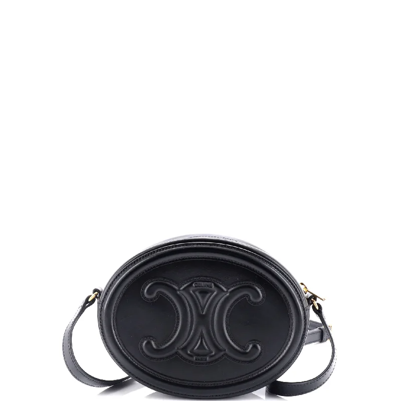 Women's Crossbody Bag with RFID - Blocking Pocket in Black for Safe TravelTriomphe Oval Crossbody Bag Leather Women's Crossbody Bag with RFID - Blocking Pocket in Black for Safe TravelTriomphe Oval Crossbody Bag Leather
