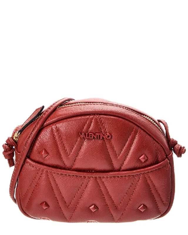 Women's Crossbody Bag with Zippered Pocket on the Back in Red for SecurityValentino by Mario Valentino Moony Diamond Leather Crossbody Women's Crossbody Bag with Zippered Pocket on the Back in Red for SecurityValentino by Mario Valentino Moony Diamond Leather Crossbody